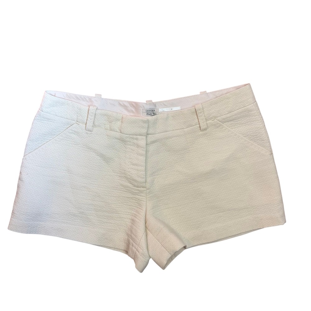 Leon Max Limited Edition Quiet Luxury Women Textured Pique Shorts Cream 4